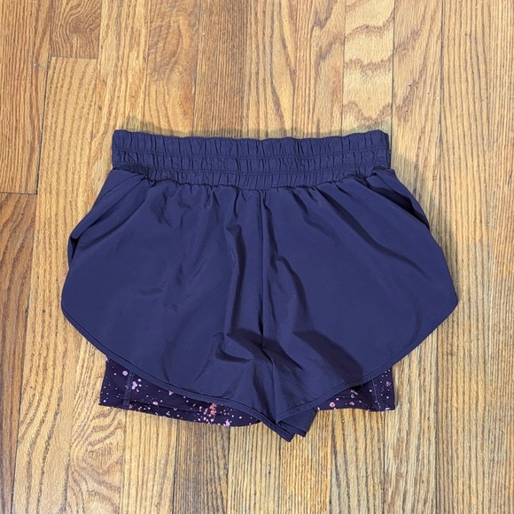 Athleta Hit It 2-In-1 Short Athletic Activewear running XS‎ Warm Splatter Purple - Picture 2 of 8